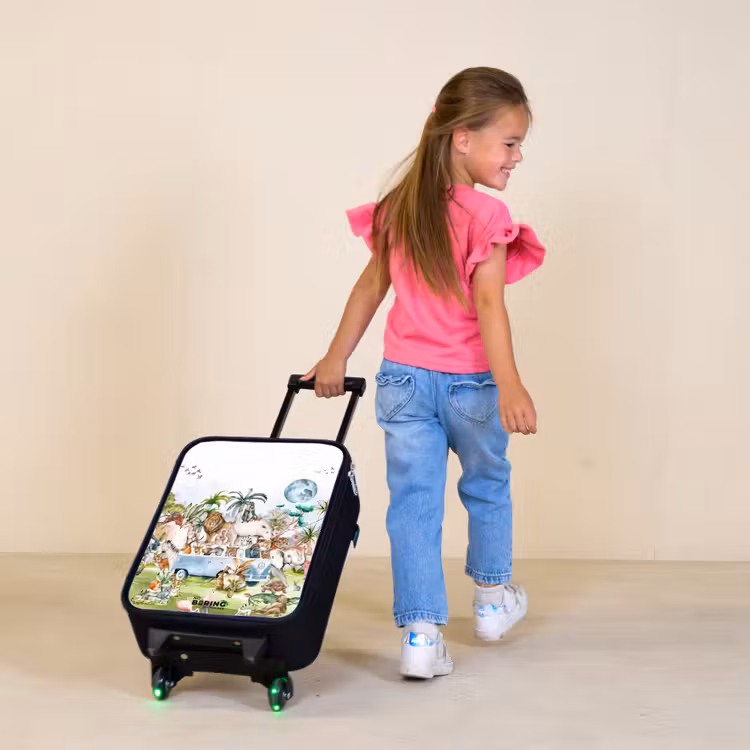 Busje vol dieren Kinderkoffer - Zwart klein -sfeer1