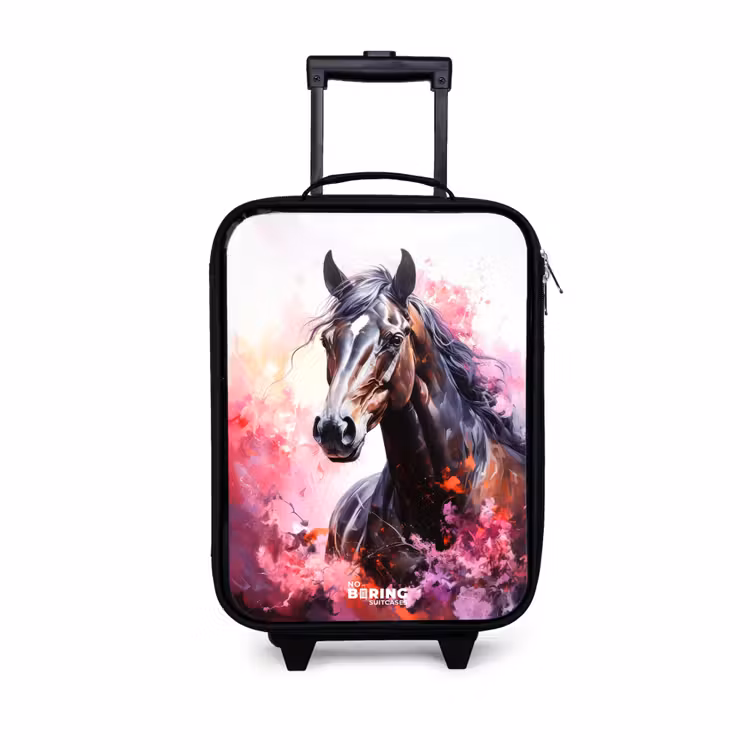 Aquarel paard in kleurexplosie Kinderkoffer - Zwart klein -3d