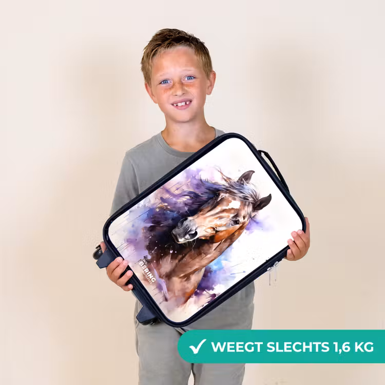 Aquarel paard met kleurrijke spatten Kinderkoffer - Zwart klein -sfeer4_NL