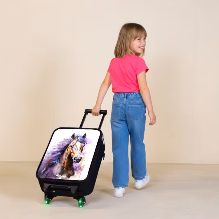 Aquarel paard met paarse manen Kinderkoffer - Zwart klein -sfeer1