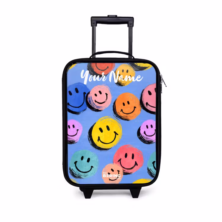 Een speels en kunstzinnig patroon van kleurrijke smileys Kinderkoffer - Zwart klein -3d