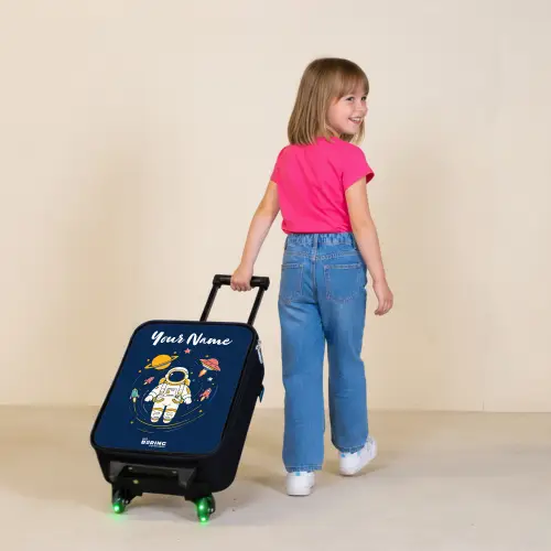 Astronaut - Planeet - Sterren - Raket Kinderkoffer - Zwart klein -sfeer1