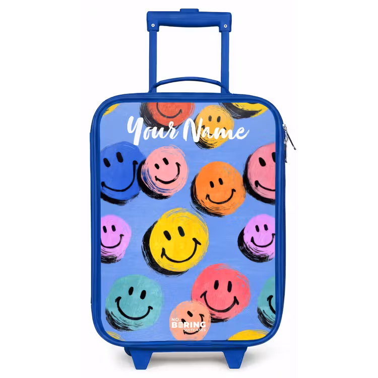 Een speels en kunstzinnig patroon van kleurrijke smileys Kinderkoffer - Blauw klein -zz3dotto