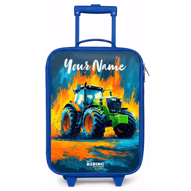 Abstract - Tractor - Groen Kinderkoffer - Blauw klein -zz3dotto