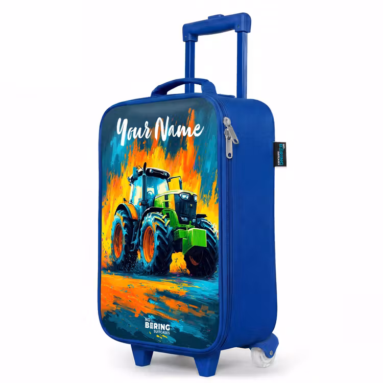 Abstract - Tractor - Groen Kinderkoffer - Blauw klein -productfoto_schuin