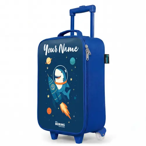 Dier - Ruimte - Planeet - Raket Kinderkoffer - Blauw klein -productfoto_schuin