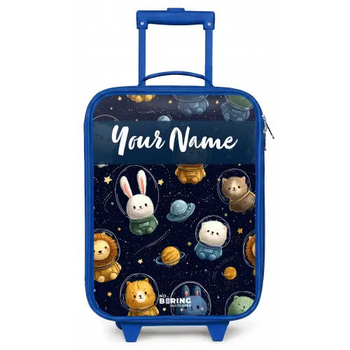 Dieren - Astronaut - Planeten - Sterren Kinderkoffer - Blauw klein -zz3dotto