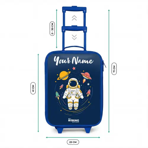 Astronaut - Planeet - Sterren - Raket Kinderkoffer - Blauw klein -productfoto_formaten
