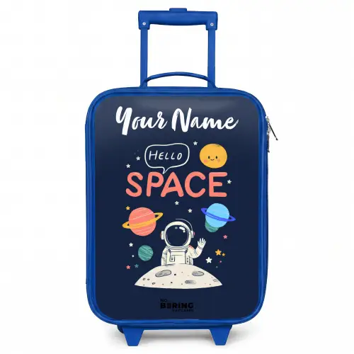 Astronaut - Quote - Planeten - Sterren Kinderkoffer - Blauw klein -3d