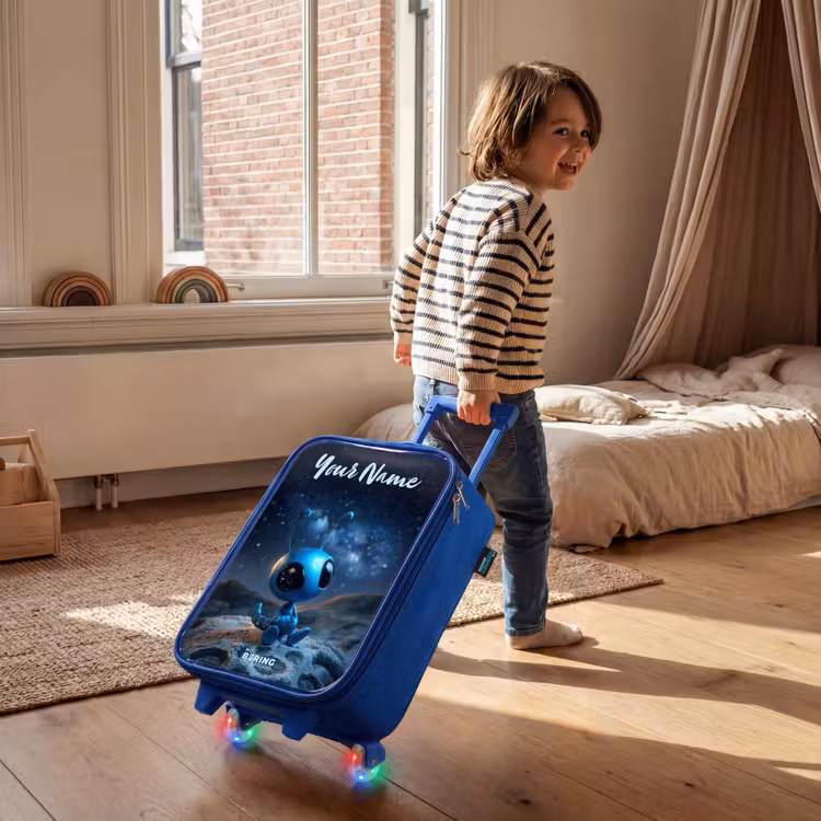 Blauw buitenaards wezentje onder sterrenhemel Kinderkoffer - Blauw klein -sfeer1