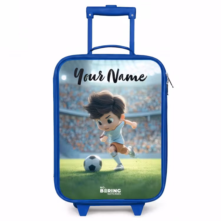 Jongen - Stadion - Voetbal - Zonlicht Kinderkoffer - Blauw klein -3d