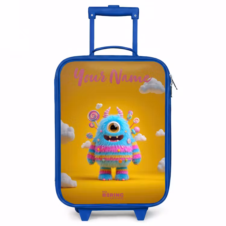 Snoep - Monster - Regenboog Kinderkoffer - Blauw klein -3d