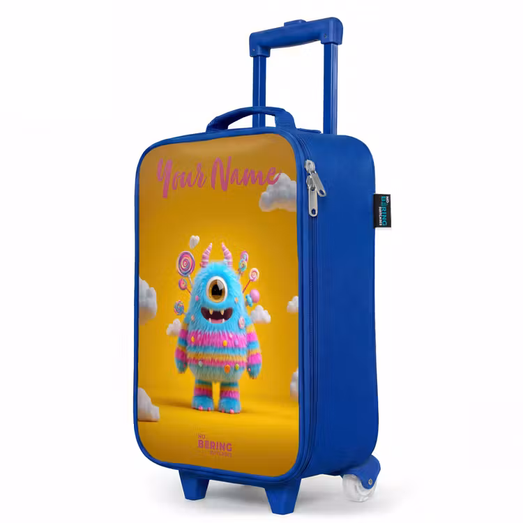 Snoep - Monster - Regenboog Kinderkoffer - Blauw klein -productfoto_schuin