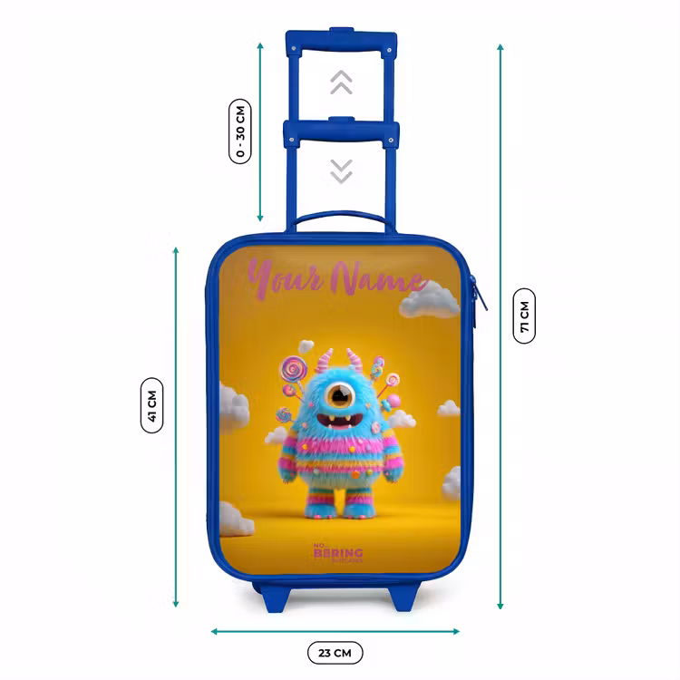 Snoep - Monster - Regenboog Kinderkoffer - Blauw klein -productfoto_formaten