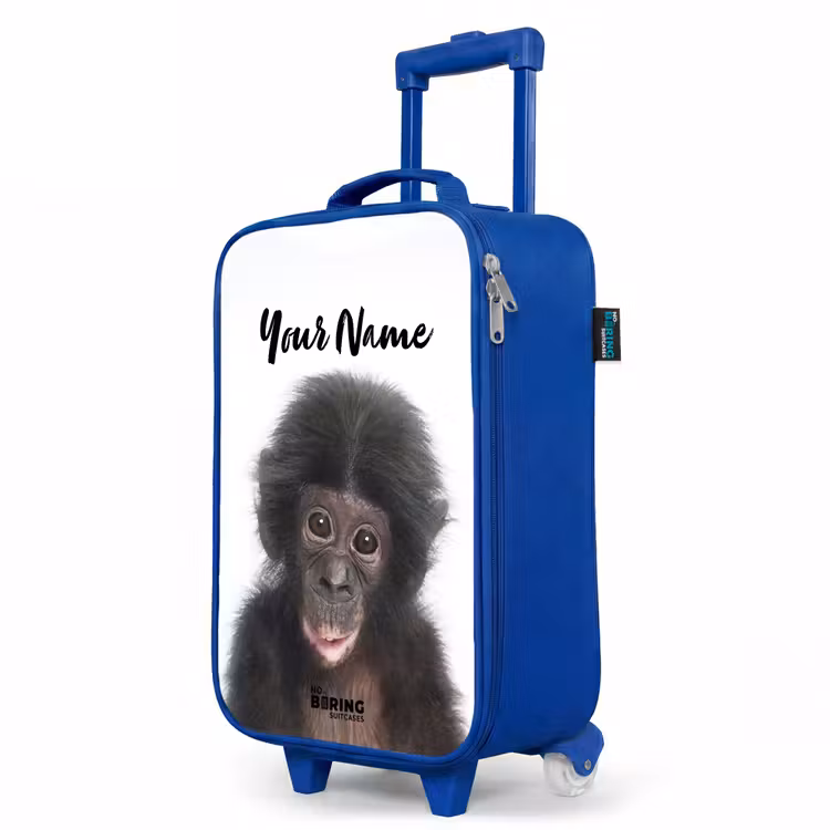 Charlie Chimp Kinderkoffer - Blauw klein -productfoto_schuin