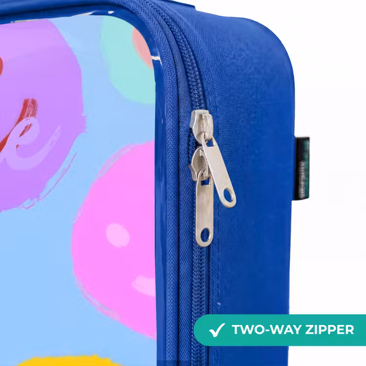 Vrolijk patroon van smileys Kinderkoffer - Blauw klein -rits_EN