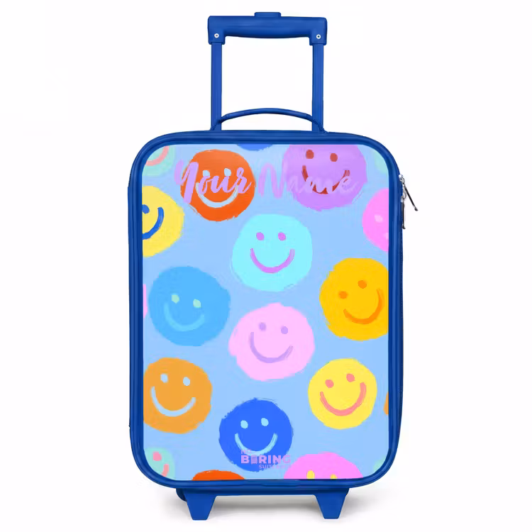 Vrolijk patroon van smileys Kinderkoffer - Blauw klein -3d