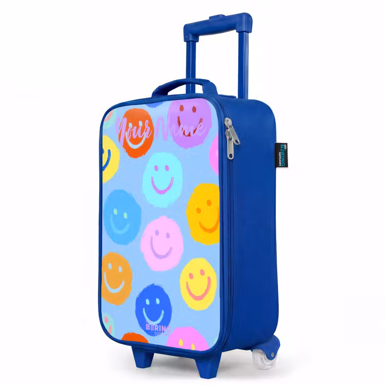 Vrolijk patroon van smileys Kinderkoffer - Blauw klein -productfoto_schuin
