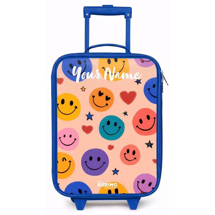 Vrolijk Smiley-patroon Kinderkoffer - Blauw klein -zz3dotto