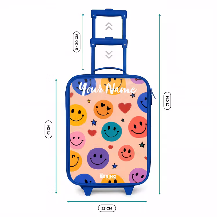 Vrolijk Smiley-patroon Kinderkoffer - Blauw klein -productfoto_formaten