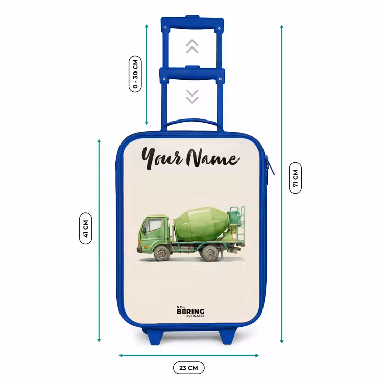 Betonmixer - Getekend - Groen Kinderkoffer - Blauw klein -productfoto_formaten