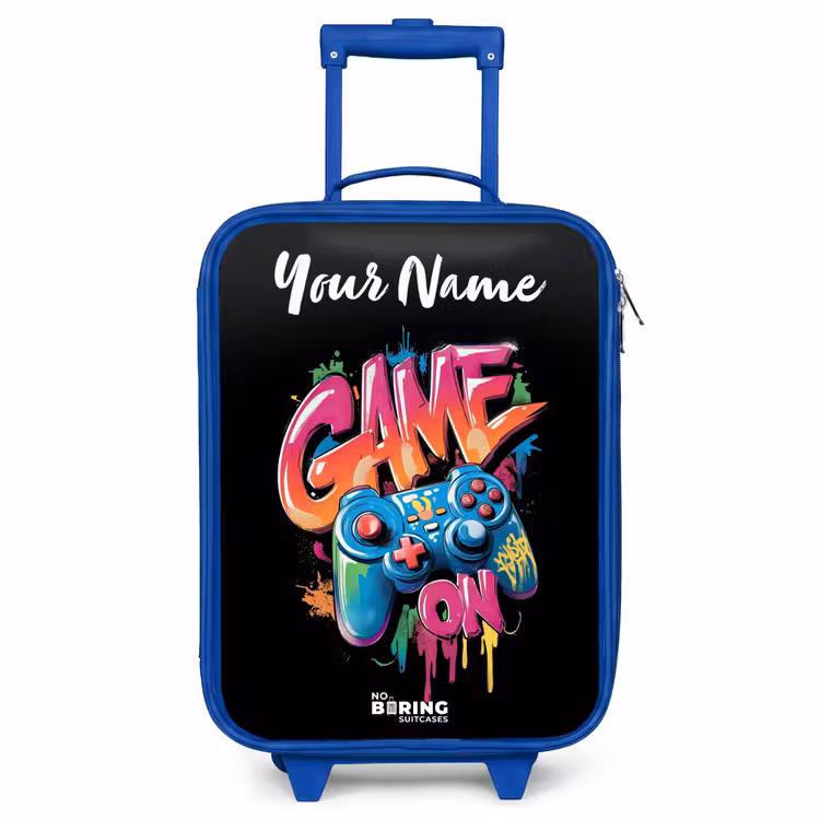 Controller - Game - Graffiti - Tekst Kinderkoffer - Blauw klein -3d