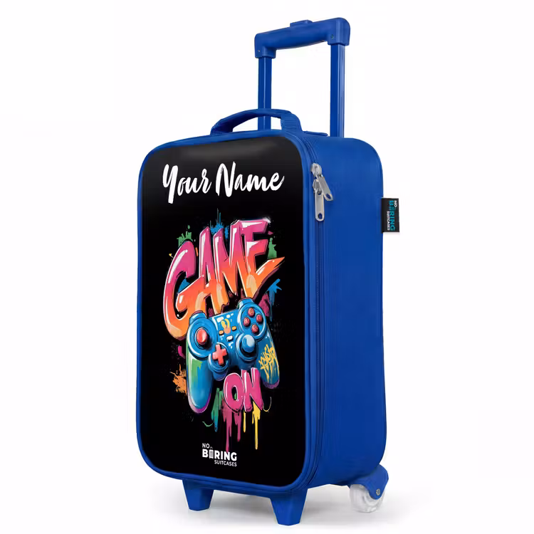 Controller - Game - Graffiti - Tekst Kinderkoffer - Blauw klein -productfoto_schuin