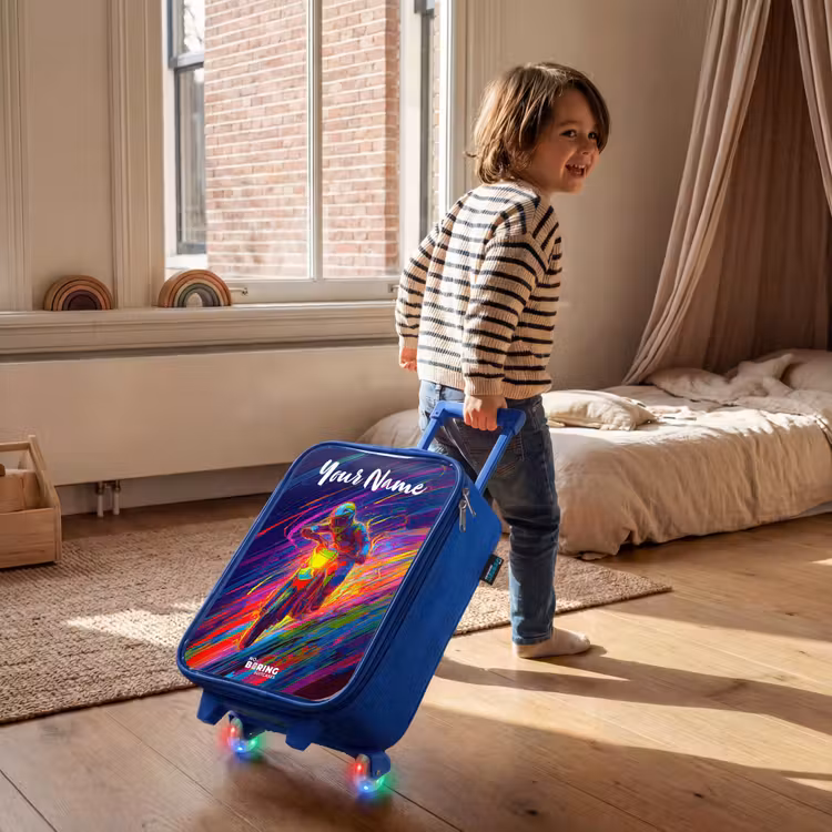 Crossmotor - Neonkleuren - Lijnen - Helm Kinderkoffer - Blauw klein -sfeer1