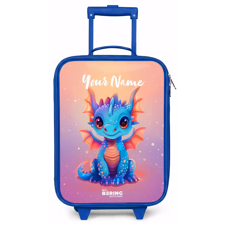 Schattige baby draak Kinderkoffer - Blauw klein -zz3dotto