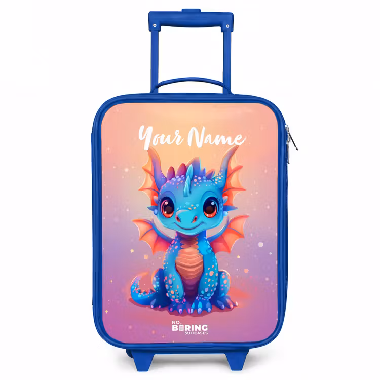 Schattige baby draak Kinderkoffer - Blauw klein -3d