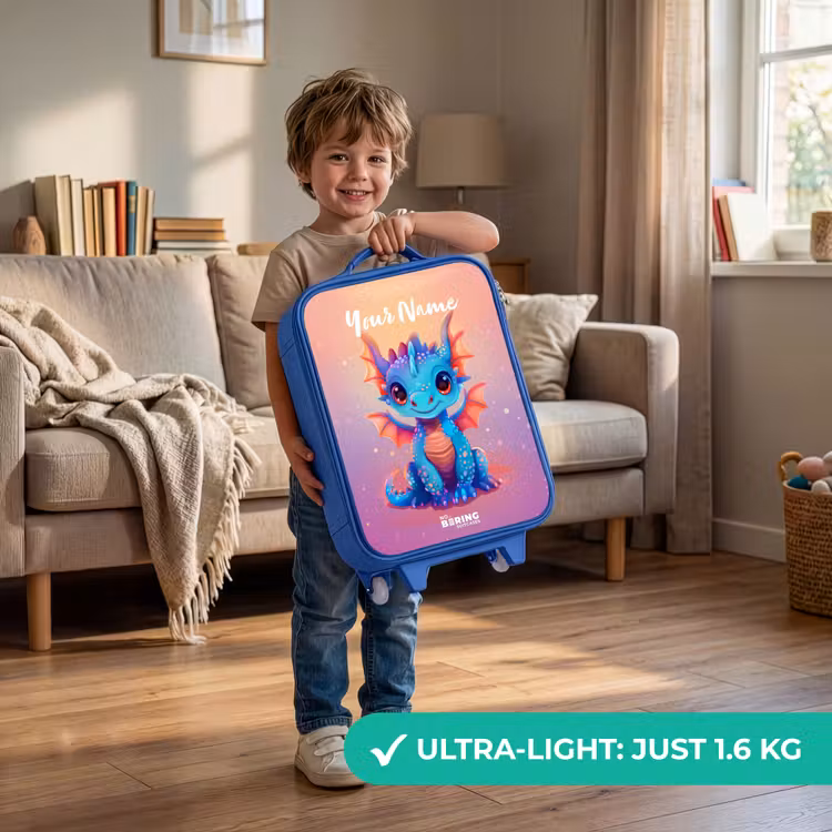 Schattige baby draak Kinderkoffer - Blauw klein -sfeer2_EN