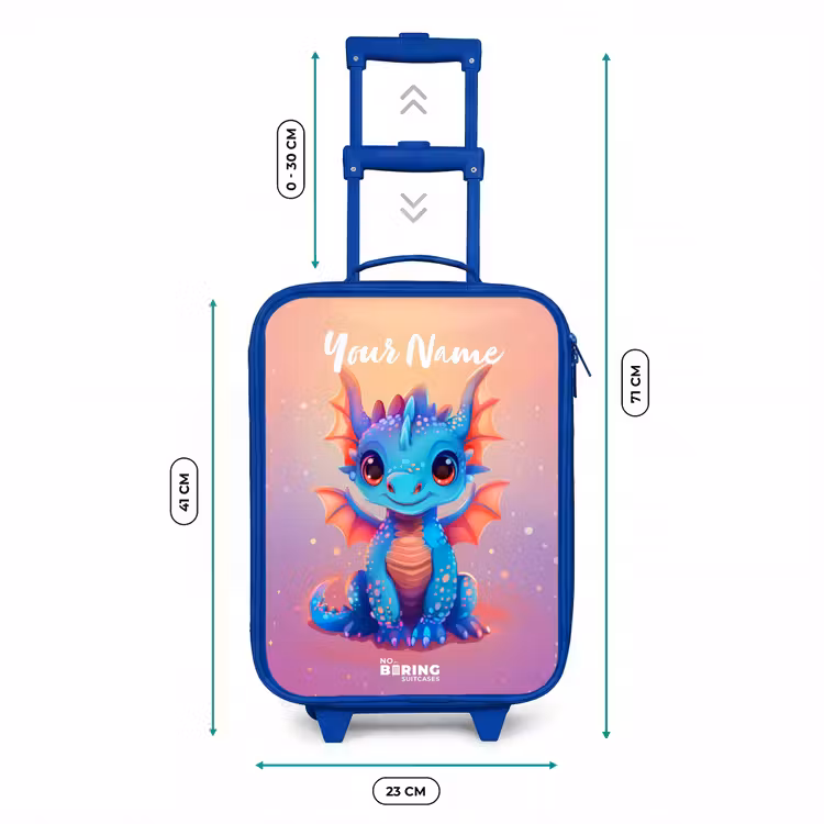 Schattige baby draak Kinderkoffer - Blauw klein -productfoto_formaten