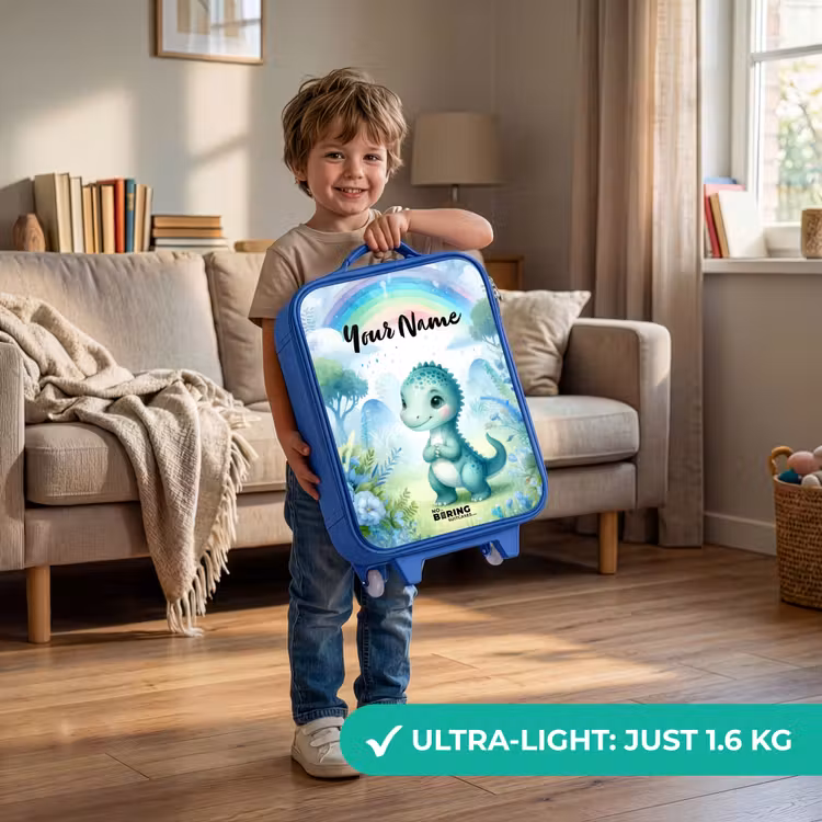 Daantje Dino Kinderkoffer - Blauw klein -sfeer2_EN