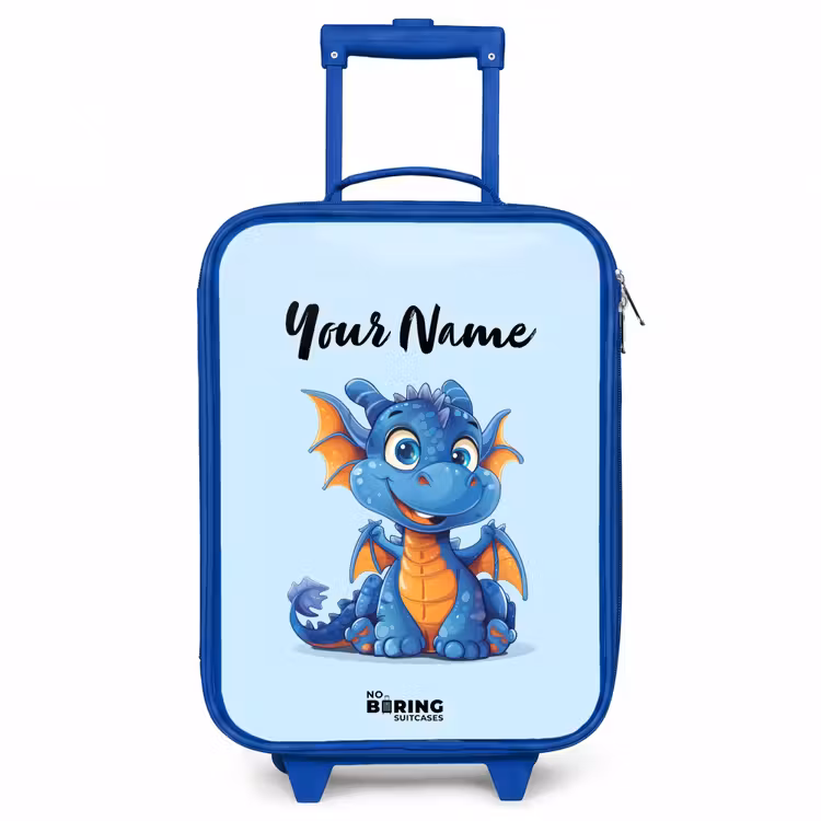 Dinky draakje Kinderkoffer - Blauw klein -3d