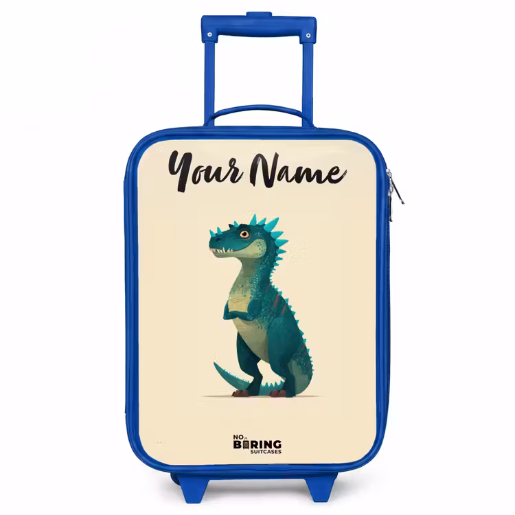 Dino - Dier - Blauw - Groen Kinderkoffer - Blauw klein -3d