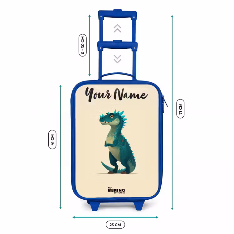 Dino - Dier - Blauw - Groen Kinderkoffer - Blauw klein -productfoto_formaten