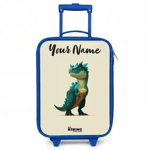 Dino - Dier - Groen Kinderkoffer - Blauw klein -3d