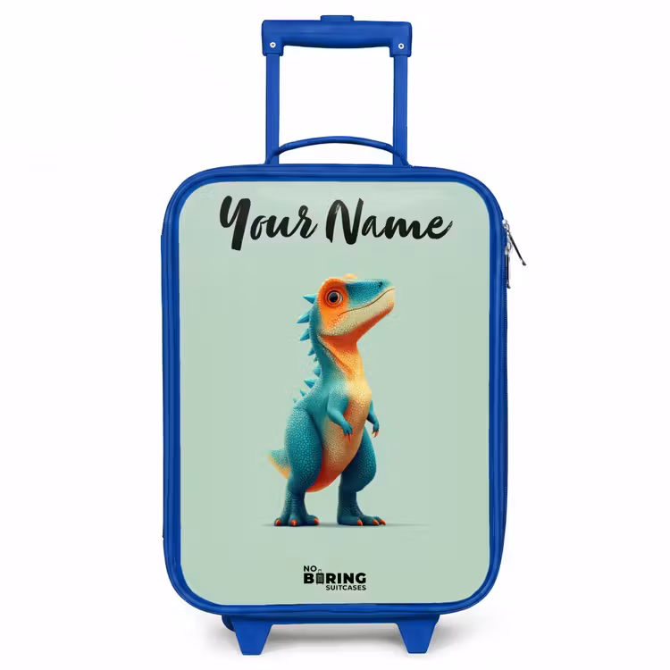 Dino - Dier - Groen - Oranje Kinderkoffer - Blauw klein -3d