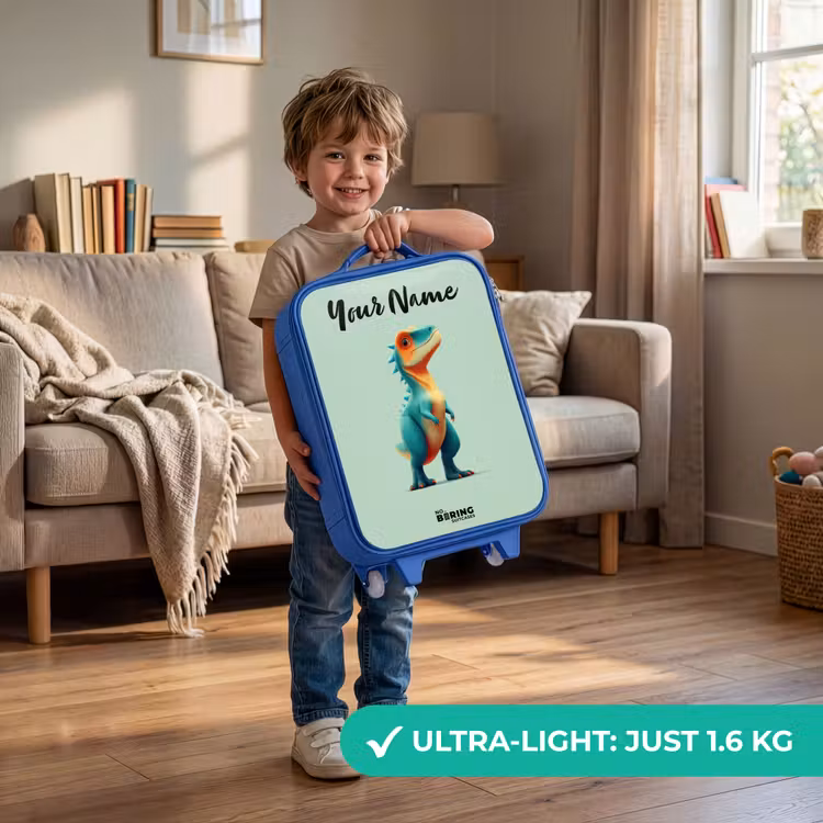 Dino - Dier - Groen - Oranje Kinderkoffer - Blauw klein -sfeer2_EN