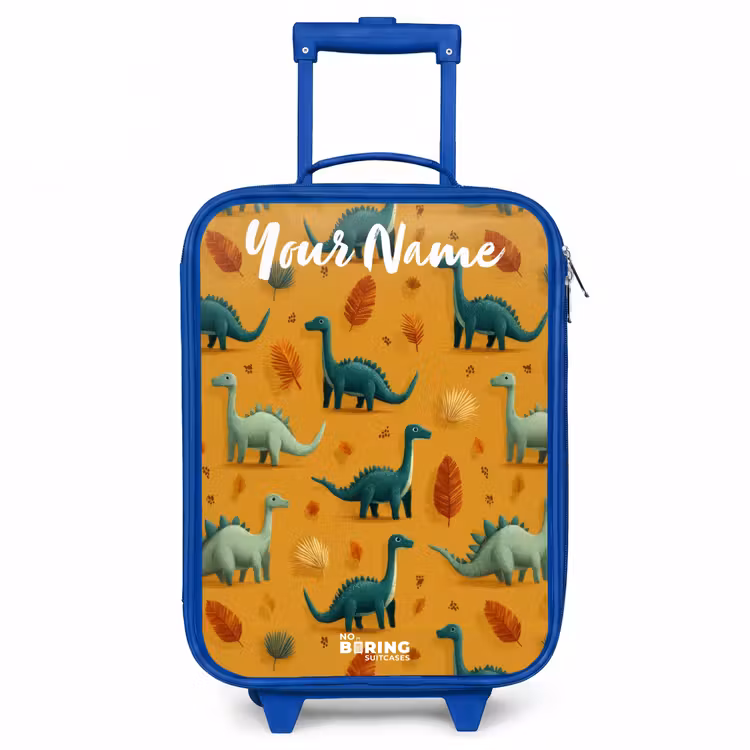 Dino - Dieren - Patroon Kinderkoffer - Blauw klein -3d