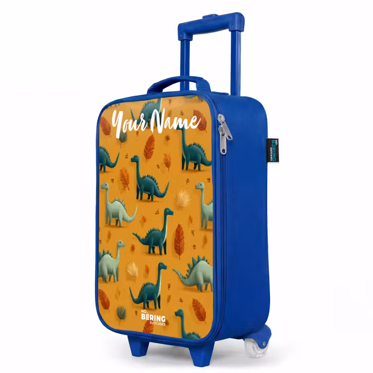 Dino - Dieren - Patroon Kinderkoffer - Blauw klein -productfoto_schuin