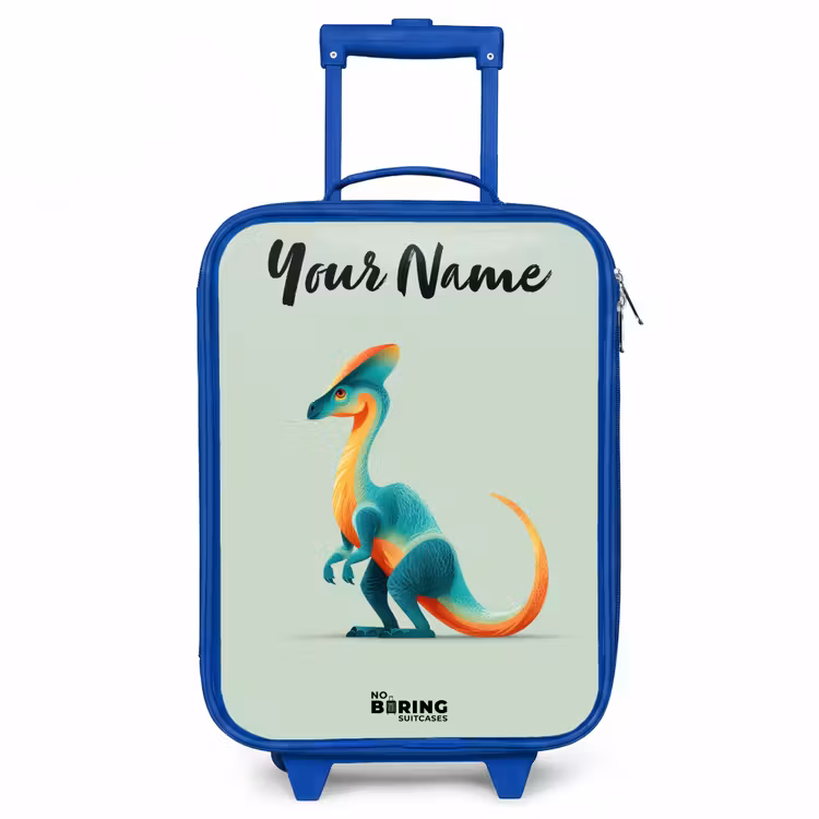 Dino - Blauw - Dier Kinderkoffer - Blauw klein -3d