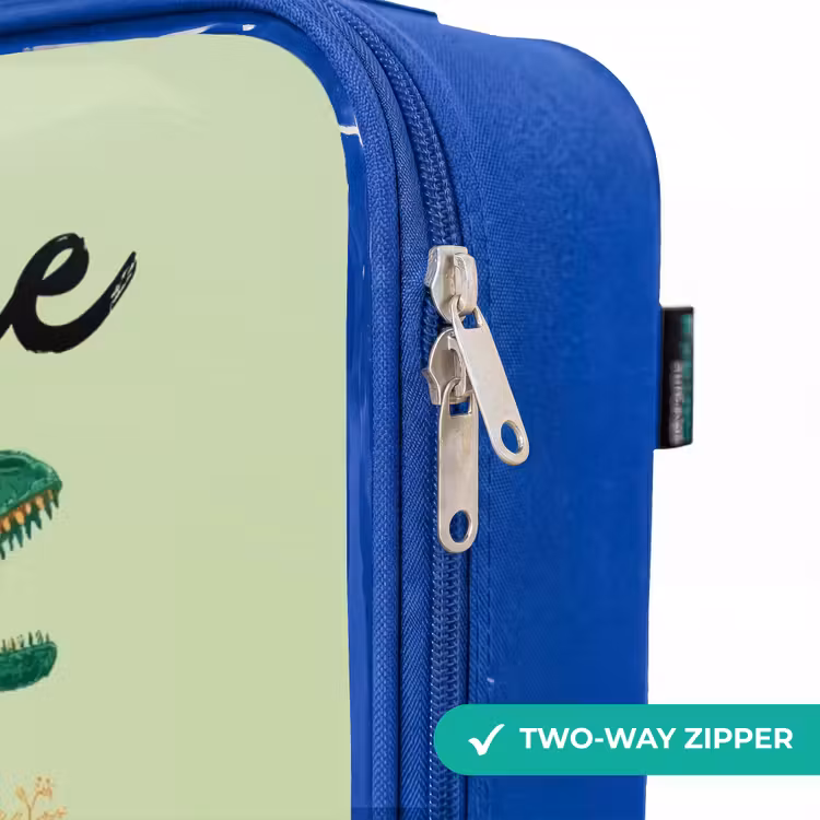 Dino - Natuur - Groen Kinderkoffer - Blauw klein -rits_EN
