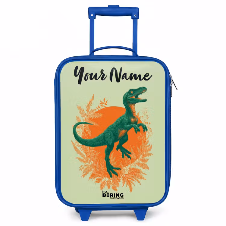Dino - Natuur - Groen Kinderkoffer - Blauw klein -3d