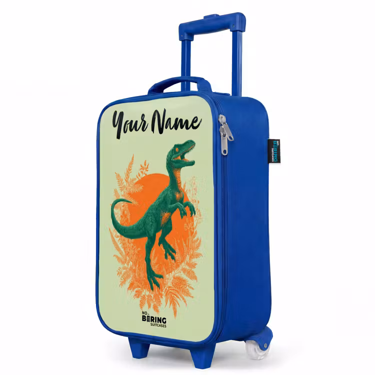 Dino - Natuur - Groen Kinderkoffer - Blauw klein -productfoto_schuin