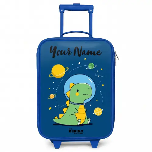 Dino - Planeet - Ster - Blauw Kinderkoffer - Blauw klein -3d