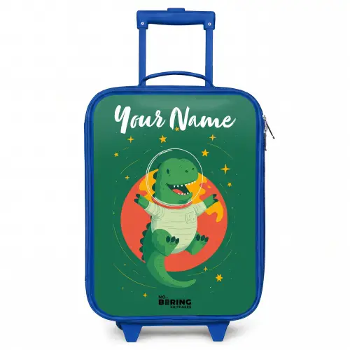 Dino - Planeet - Sterren - Groen Kinderkoffer - Blauw klein -3d