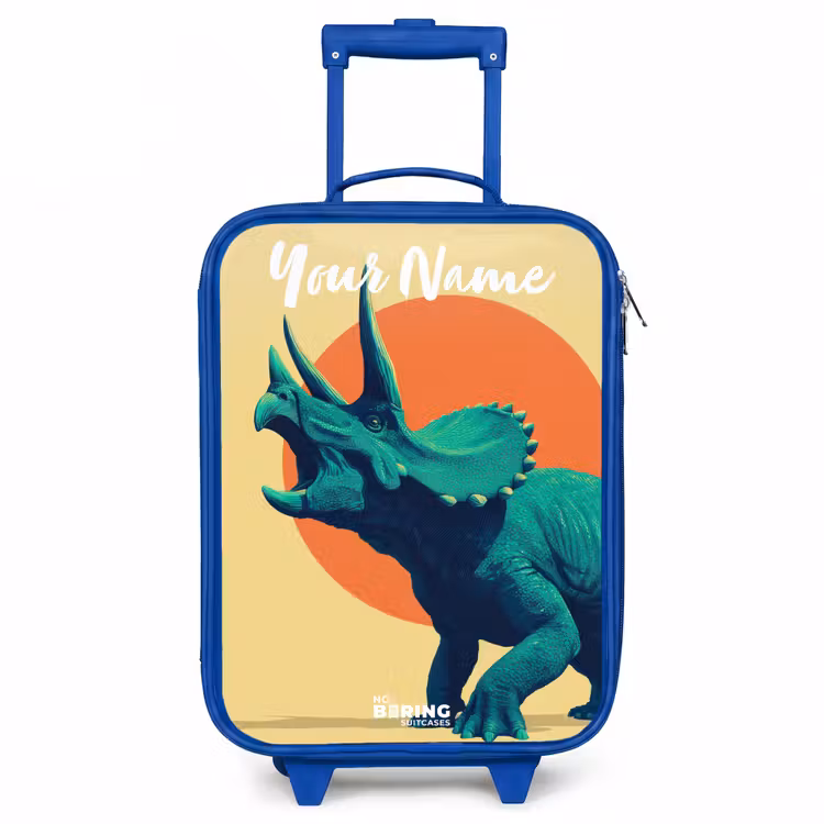 Dino - Triceratops - Dier Kinderkoffer - Blauw klein -3d