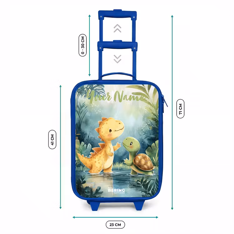 Dino - Schildpad - Jungle Kinderkoffer - Blauw klein -productfoto_formaten