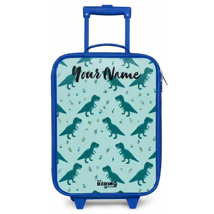 Dinos - Patroon - Groen Kinderkoffer - Blauw klein -zz3dotto